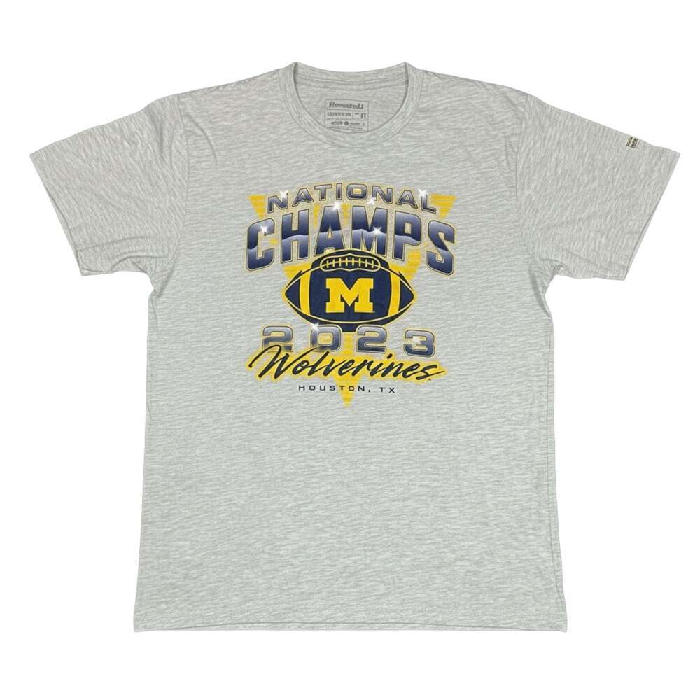 Michigan Wolverines 2023 National Champs T Shirt XL Gray Homefield